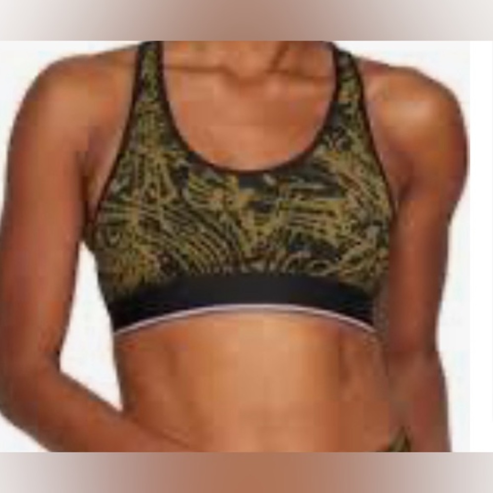 FOURLAPS Black Avocado Tuxedo Topo Swirl Circuit Sports Bra Various Sizes NWT